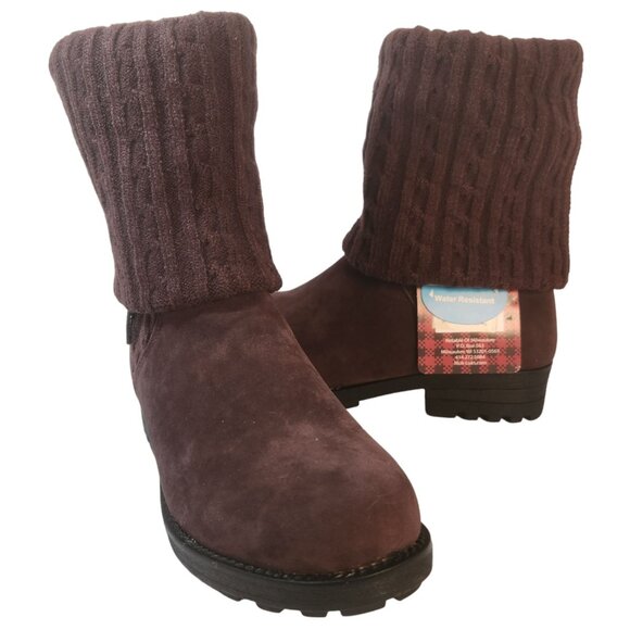 Muk-Luks Faux Suede Mid-Calf Boot with Cable Knit Cuffs Women's Size 9 NEW w/TAG - Picture 7 of 10